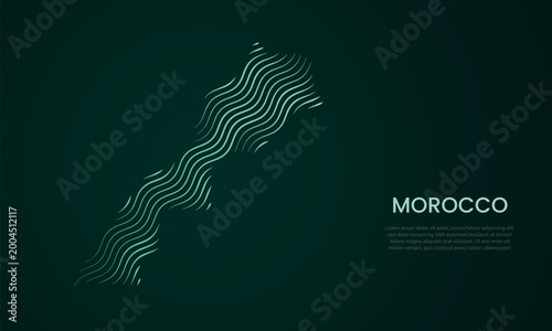 Foto Morocco abstract map made of flowing curved line pattern