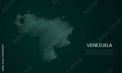 Фотография Venezuela abstract map made of flowing curved line pattern