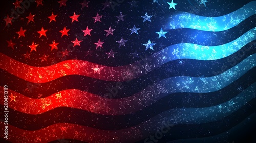 American flag digital artwork with shining patriotic colors photography