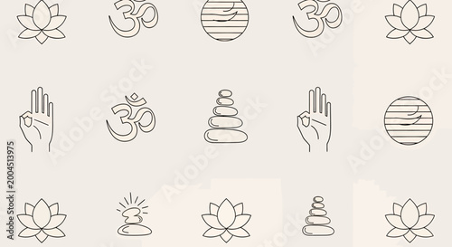 Tableau sur toile Buddhist meditation spiritual symbols.