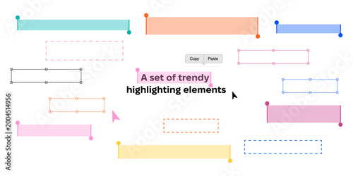 Canvas Print UI Highlight Elements Set, Selection Boxes and Text Highlight Shapes for Social
