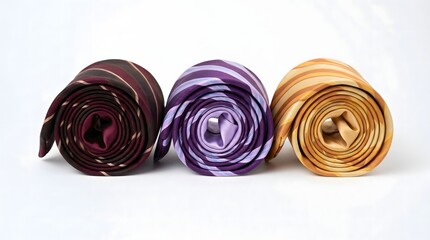 Father's day gift ideas elegant rolled ties in burgundy purple and gold