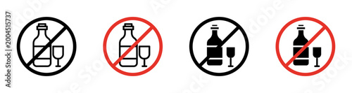 Fotografie No alcohol sign vector graphics collection on white background