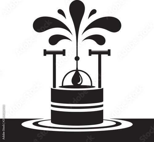 Tableau sur toile Illustration of a water well spouting water with water source drinking water fou