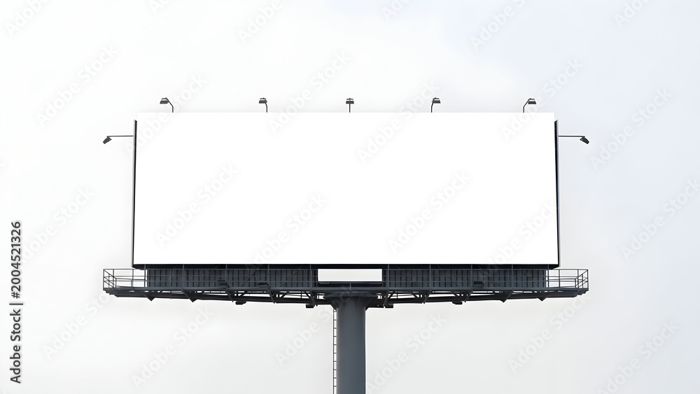 Obraz premium Blank White Billboard on a Pole with Lights