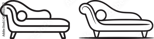 Slika na platnu Set of minimalist chaise lounge furniture icons representing interior decor luxu