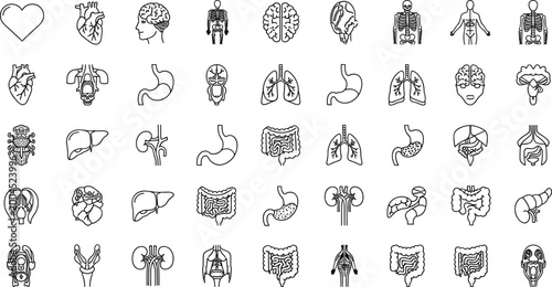Φωτογραφία Black and White Vector Set of Human Anatomy Icons Featuring Organs, Systems, and