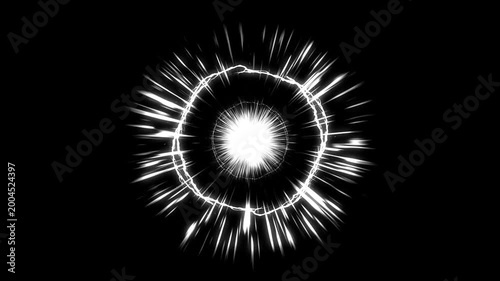 2D cartoon flash fx energy animation, lightning thunder boom animation, Effect explosion lighting shockwave loop, energy spark bursts, flash explosion overlay on black screen energy explosion. 4k