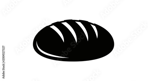 Minimalist black bread loaf icon isolated on white background