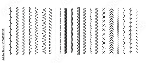 Valokuva Vector stitch borders and decorative sewing lines