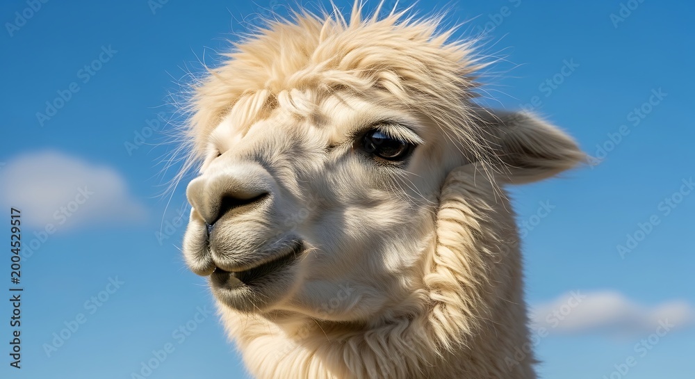 Fototapeta premium Adorable Alpaca Portrait for Farm & Nature Marketing | Cute Animal Stock Photo