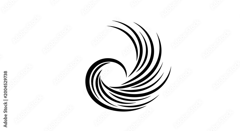 Fototapeta premium Minimalist black spiral wave logo icon on white background