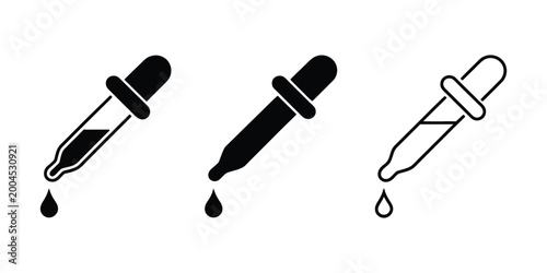 Obraz na płótnie Vector dropper silhouette showing liquid and droplets isolated on white backgrou