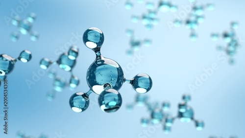 Seamless loop of blue glass tetrahedral molecule floating in laboratory background for pharmaceutical research Molecules Looping 3D representation