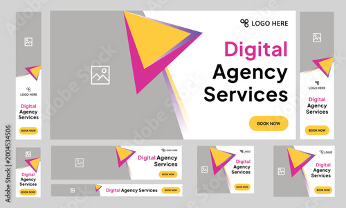 Fotografie Digital Agency Services:  Showcasing modern design for digital marketing solutions and services, these creative banners are crafted to boost online presence