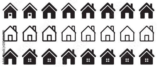 Small House Icon Pack – Outline and Solid Home Vector Collection. Vector illustration eps 10