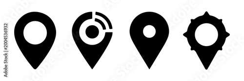 Konstfotografi Set of a four map marker and location pin silhouettes for GPS navigation  collec
