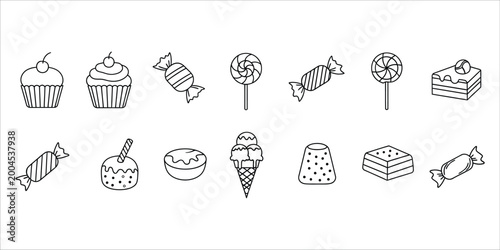 Canvastavla Hand drawn dessert icons a sweet collection of treats and confections