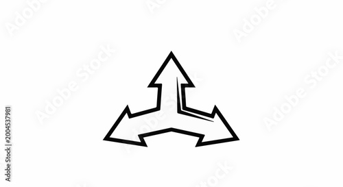 Free Download A stylized black and white symbol with three arrows pointing outward - GFXLoad