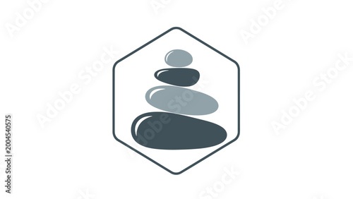 Obraz na płótnie Stacked grey stones in a hexagonal frame