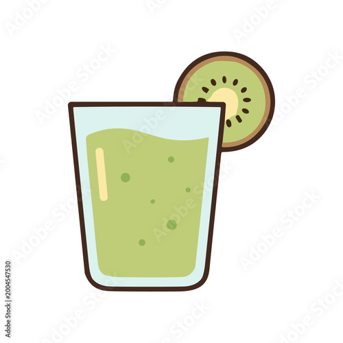 Glass of kiwi juice drink.