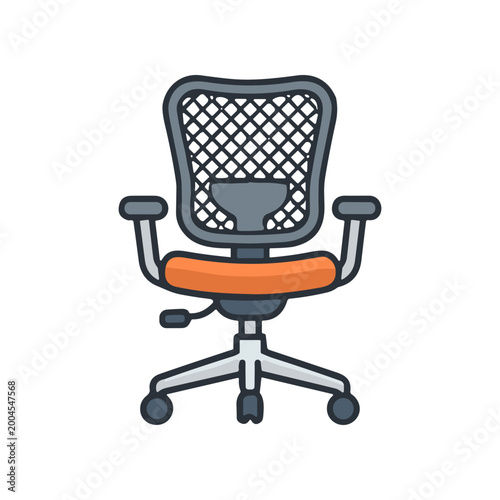 Office Chair with Orange Cushion.
