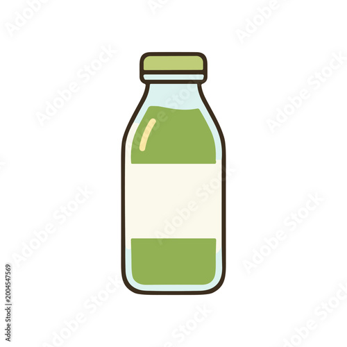 Green juice bottle with cap.