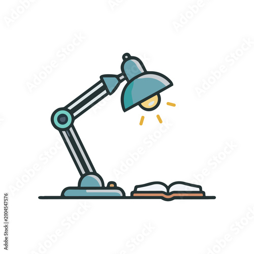 Desk lamp with adjustable arm standing.