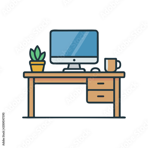 Computer monitor on a desk.