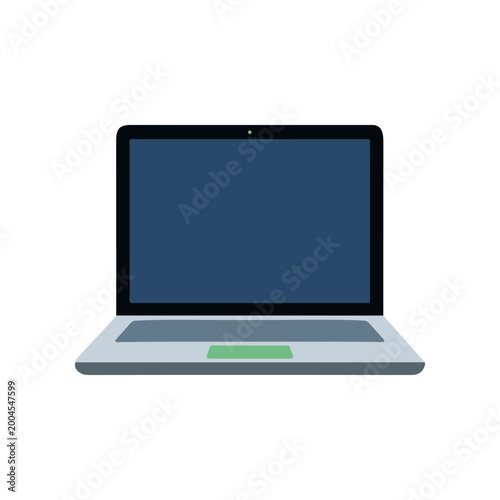 Laptop computer with green indicator light.