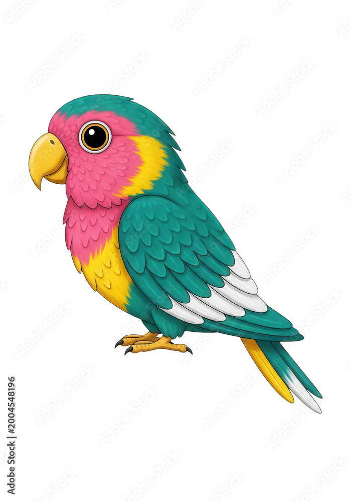 Obraz premium Colorful parrot with transparent background, cartoon bird