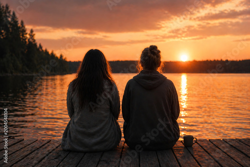 Sunset reflections by the lakeside