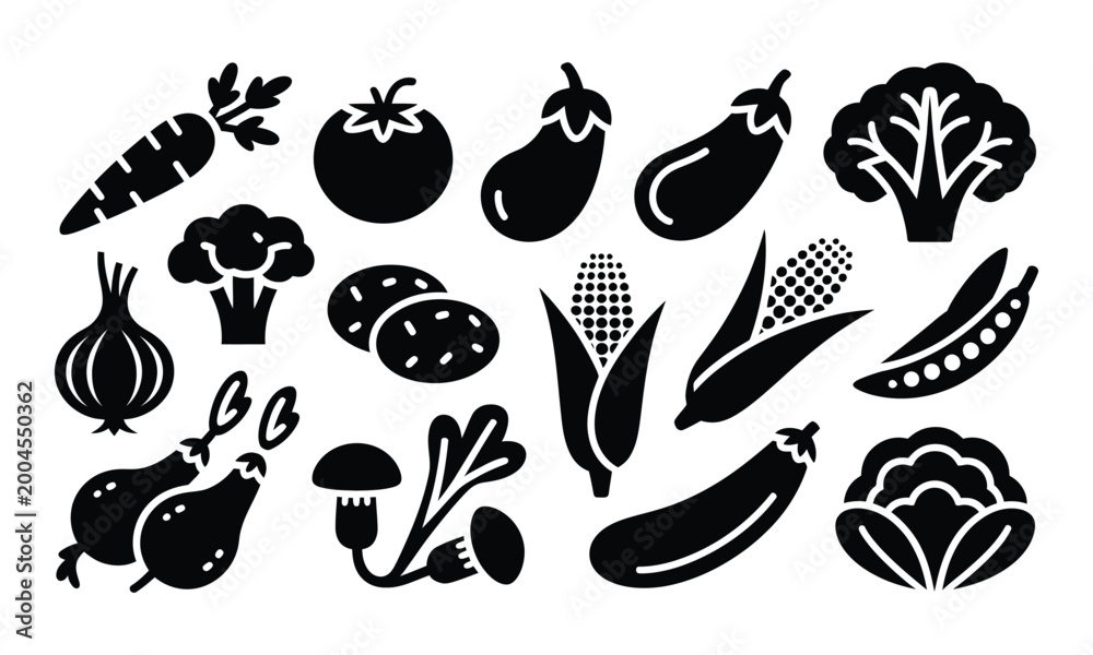 Fototapeta premium Farm Fresh Vegetables Vector Pack, Natural Food Illustration