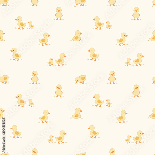 seamless duck pattern for baby nursery, cute pastel duckling kids fabric design