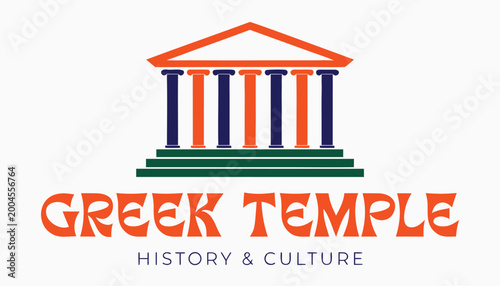 Canvastavla Greek temple building with columns and pediment historical architecture symbol