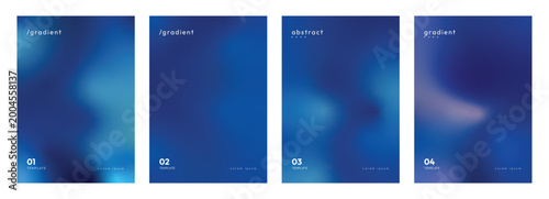 Abstract gradient color posters collection. Abstract smoke swirls in dark blue gradient vector illustration. Set of futuristic abstract posters.