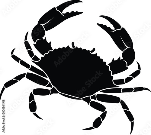 Billede på lærred Black and white vector illustration of a crab