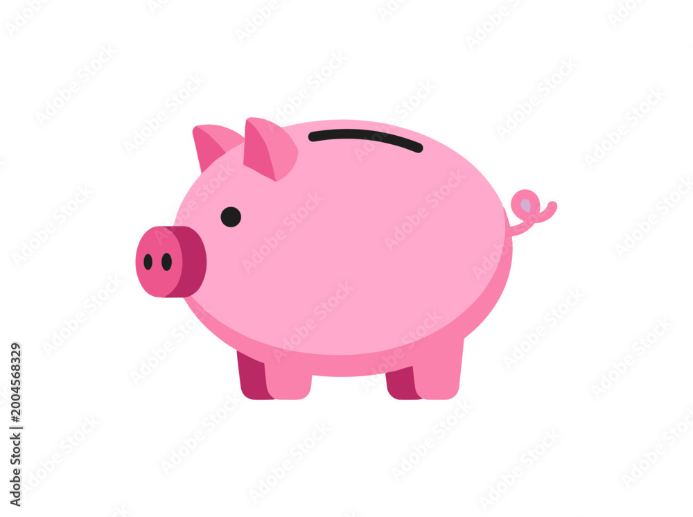 Fototapeta premium Pink piggy bank icon vector illustration isolated on white background, money savings and financial planning concept for investment and banking wealth