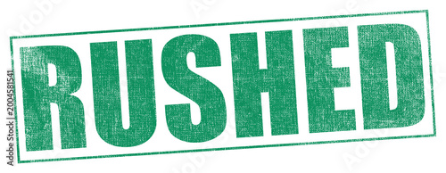 Foto Rushed green stamp on white background in distressed texture for business on Tra