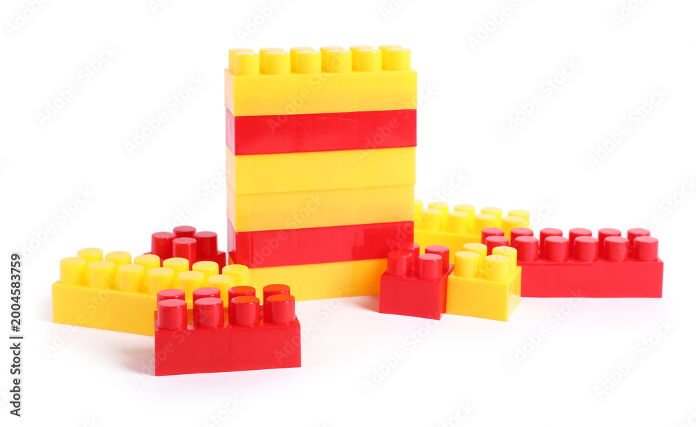 Fototapeta premium Colorful building blocks isolated on white. Child's toy