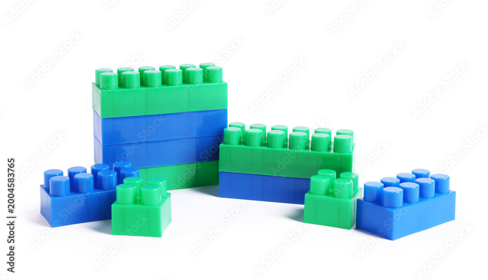 Naklejka premium Colorful building blocks isolated on white. Child's toy