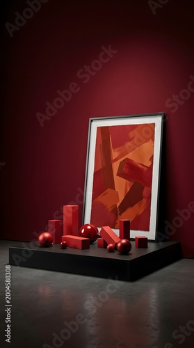 Elegant red still life a luxurious display of boxes a portrait and rich tones