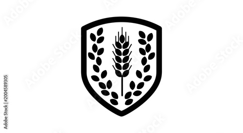 Fotografi Wheat Emblem of Agricultural: A sophisticated emblem, featuring wheat, gracefully positioned within a shield