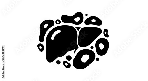 Obraz na płótnie Liver organ surrounded by abstract fluid shapes illustrates the biological complexity of human anatomy and internal health