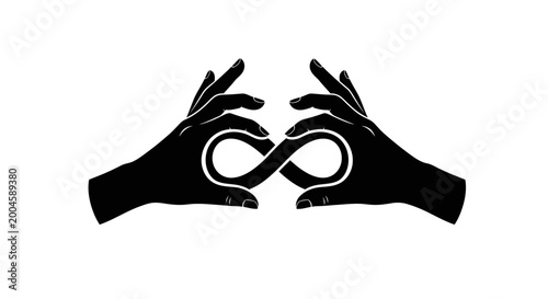 Quadro su tela Hands forming an infinity symbol represent the concept of eternal connection and boundless possibilities in human relationships
