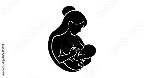 Photos Mother's Gentle Embrace: A touching depiction of a mother lovingly breastfeeding her baby, embodying the deep bond and nourishment shared between them