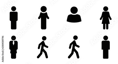 Obraz na płótnie Black silhouettes of people icons walking.