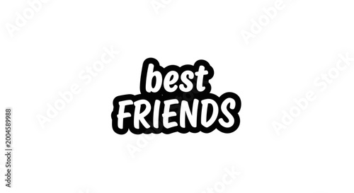 Tableau sur toile The words 'best FRIENDS' are displayed in a stylish, playful black and white graphic, representing deep and cherished companionship