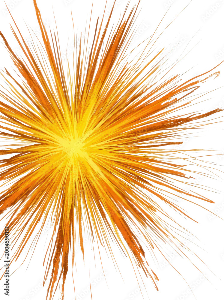 Obraz premium Vibrant orange-yellow explosion burst with transparent background