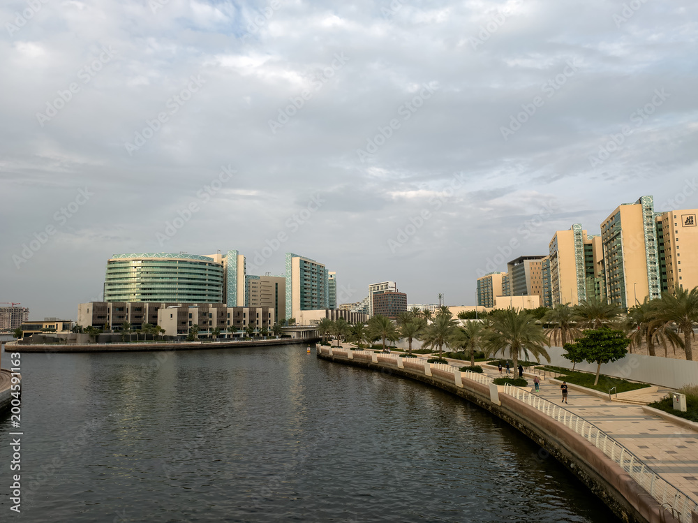 Obraz premium Modern Waterfront Buildings in Al Muneera Community, Abu Dhabi